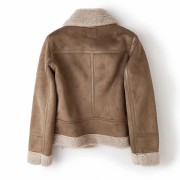 Women Rabbit Fur Lining Casual Sheepskin Jacket with Belts