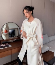 Winter Velvet Mink Fur and Wool Overcoat
