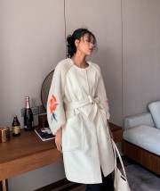 Winter Velvet Mink Fur and Wool Overcoat