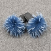 Womens Real Raccoon Fur Slides Extra Fluffy Slippers Furry Slides Multicolor