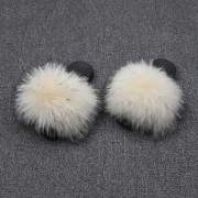 Womens Real Raccoon Fur Slides Extra Fluffy Slippers Furry Slides Multicolor