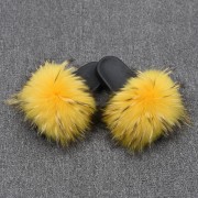 Womens Real Raccoon Fur Slides Extra Fluffy Slippers Furry Slides Multicolor