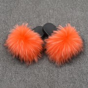 Womens Real Raccoon Fur Slides Extra Fluffy Slippers Furry Slides Multicolor