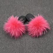 Womens Real Raccoon Fur Slides Extra Fluffy Slippers Furry Slides Multicolor