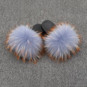 Womens Real Raccoon Fur Slides Extra Fluffy Slippers Furry Slides Multicolor