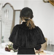 Real Knitted Mink Fur Bolero Stole Poncho Cape Mink Shawl Wrap