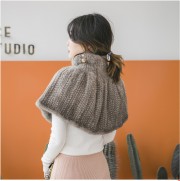 Real Knitted Mink Fur Bolero Stole Poncho Cape Mink Shawl Wrap