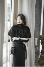 Real Knitted Mink Fur Bolero Stole Poncho Cape Mink Shawl Wrap