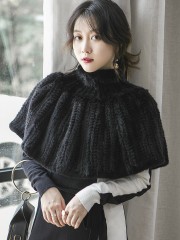 Real Knitted Mink Fur Bolero Stole Poncho Cape Mink Shawl Wrap