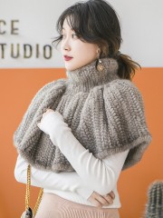 Real Knitted Mink Fur Bolero Stole Poncho Cape Mink Shawl Wrap
