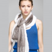 Real Knitted Mink Fur Scarf Muffler Shawl Stole Wrap