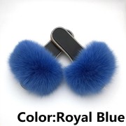 Glitter Black Sole Fox Fur slides Raccoon Fur Slippers Women