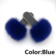 Glitter Black Sole Fox Fur slides Raccoon Fur Slippers Women