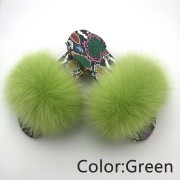 Dazzle Color Sole Fox Raccoon Fur Slides Fluffy Slippers