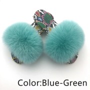 Dazzle Color Sole Fox Raccoon Fur Slides Fluffy Slippers