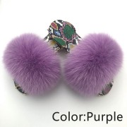 Dazzle Color Sole Fox Raccoon Fur Slides Fluffy Slippers