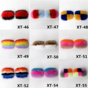 Dazzle Color Sole Fox Raccoon Fur Slides Fluffy Slippers