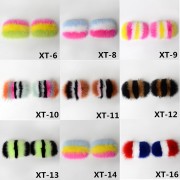 Dazzle Color Sole Fox Raccoon Fur Slides Fluffy Slippers