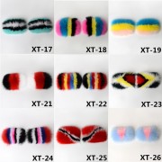 Dazzle Color Sole Fox Raccoon Fur Slides Fluffy Slippers