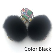 Dazzle Color Sole Fox Raccoon Fur Slides Fluffy Slippers