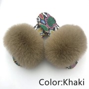 Dazzle Color Sole Fox Raccoon Fur Slides Fluffy Slippers